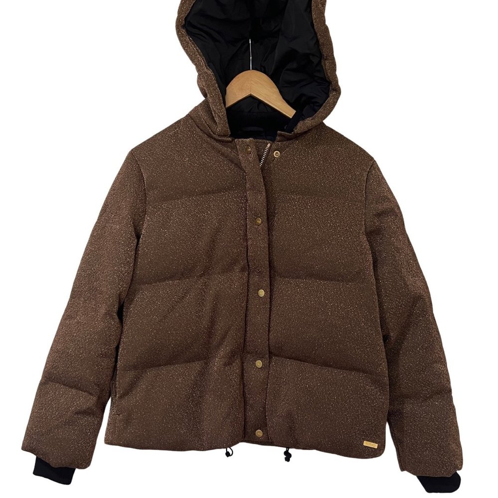 Scotch & Soda Lurex Quilted Puffer Jacket, Brown, Size XS, WORN TWICE